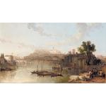 David Roberts - A View of the Palazzo dei Cesari, Roma, dal Tevere