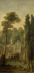 Hubert Robert - Paesaggio con terrazza e Cascade